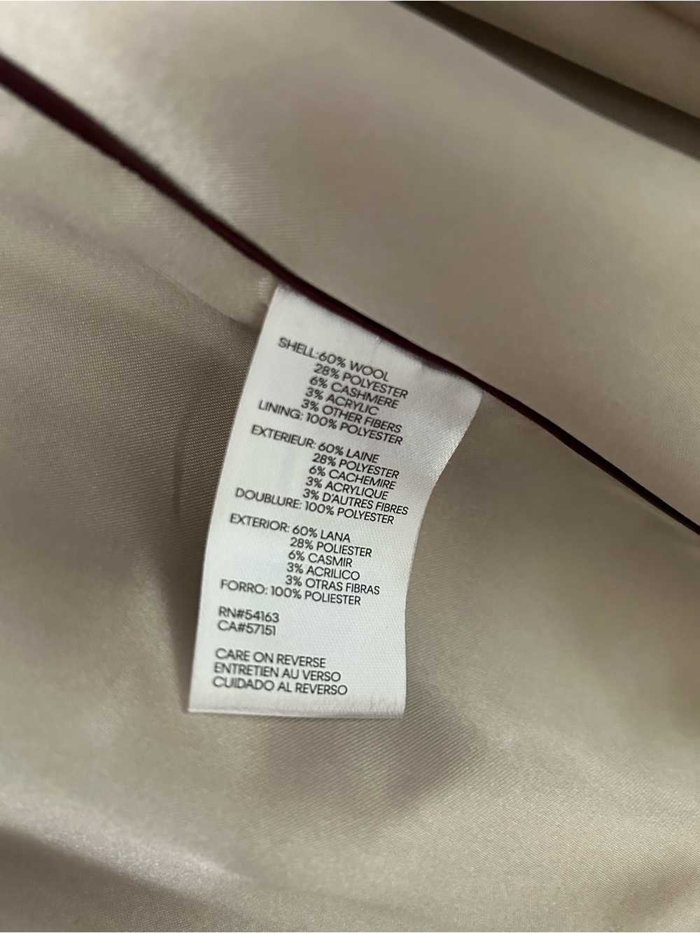 Calvin Klein camel Wool Coat size 4 NWOT - Picture 4 of 7